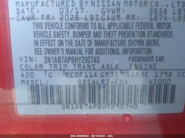 Photo 8 VIN: 3N1AB7AP8HY290740 - NISSAN SENTRA 