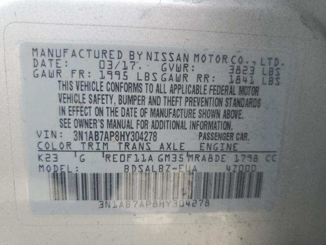 Photo 11 VIN: 3N1AB7AP8HY304278 - NISSAN SENTRA S 