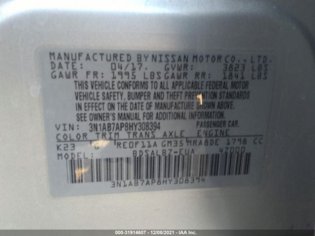 Photo 8 VIN: 3N1AB7AP8HY308394 - NISSAN SENTRA 