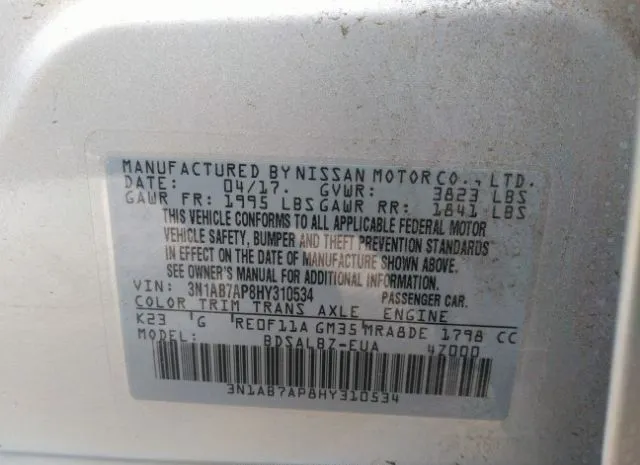 Photo 8 VIN: 3N1AB7AP8HY310534 - NISSAN SENTRA 