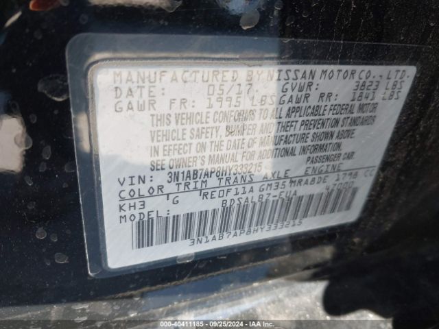 Photo 8 VIN: 3N1AB7AP8HY333215 - NISSAN SENTRA 