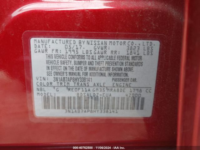 Photo 8 VIN: 3N1AB7AP8HY338141 - NISSAN SENTRA 