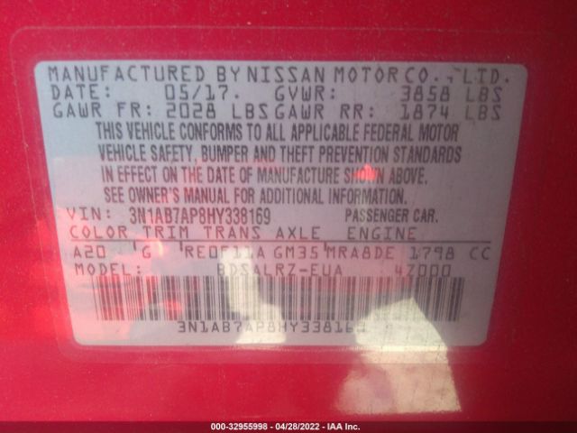 Photo 8 VIN: 3N1AB7AP8HY338169 - NISSAN SENTRA 