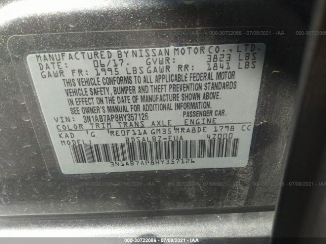 Photo 8 VIN: 3N1AB7AP8HY357126 - NISSAN SENTRA 