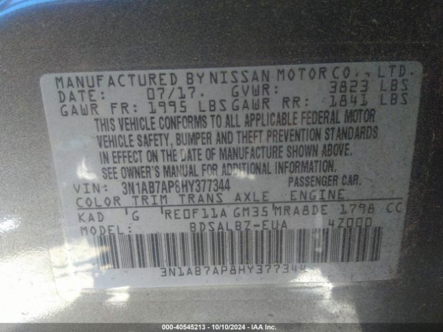 Photo 8 VIN: 3N1AB7AP8HY377344 - NISSAN SENTRA 