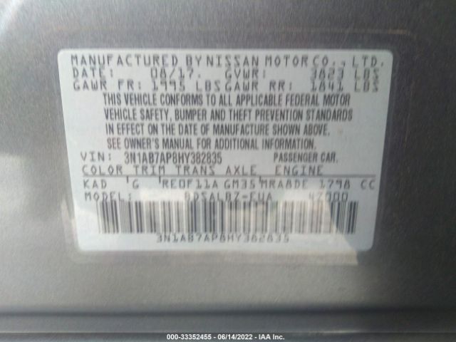 Photo 8 VIN: 3N1AB7AP8HY382835 - NISSAN SENTRA 