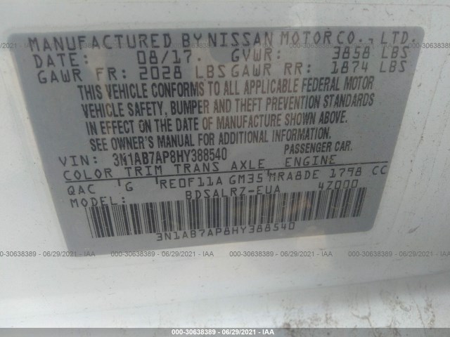 Photo 8 VIN: 3N1AB7AP8HY388540 - NISSAN SENTRA 