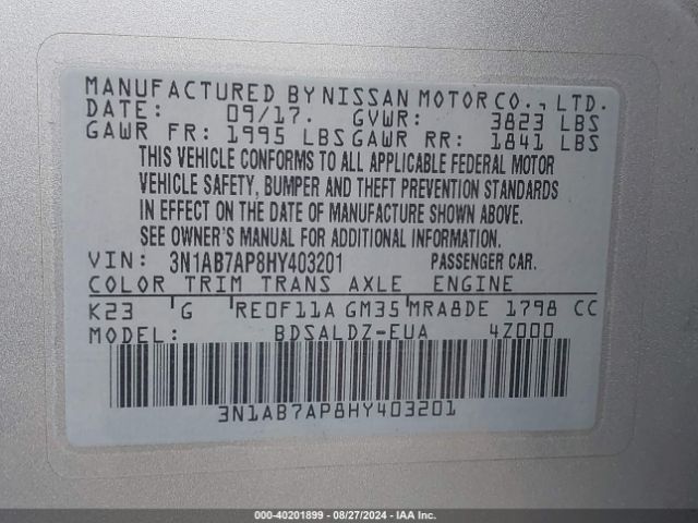 Photo 8 VIN: 3N1AB7AP8HY403201 - NISSAN SENTRA 