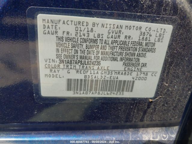 Photo 8 VIN: 3N1AB7AP8JL624235 - NISSAN SENTRA 