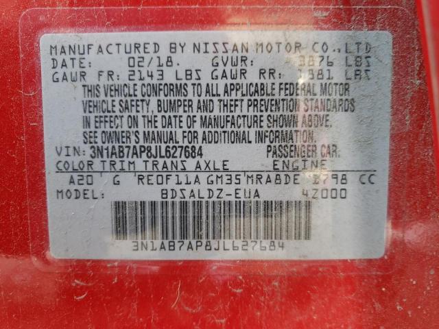 Photo 9 VIN: 3N1AB7AP8JL627684 - NISSAN SENTRA S 