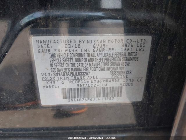 Photo 8 VIN: 3N1AB7AP8JL633257 - NISSAN SENTRA 