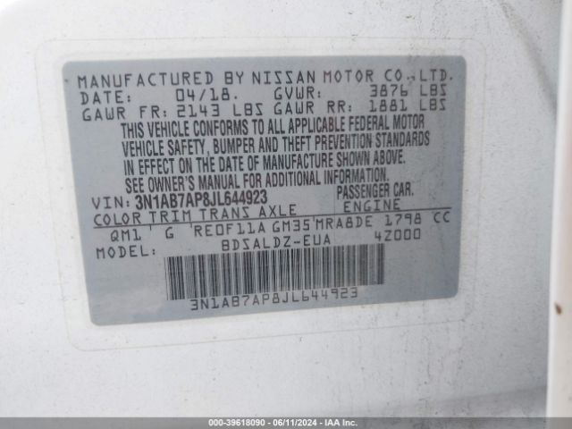 Photo 8 VIN: 3N1AB7AP8JL644923 - NISSAN SENTRA 