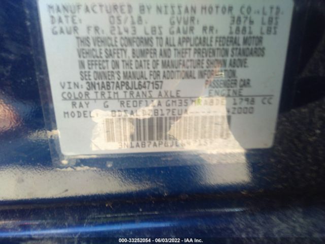 Photo 8 VIN: 3N1AB7AP8JL647157 - NISSAN SENTRA 