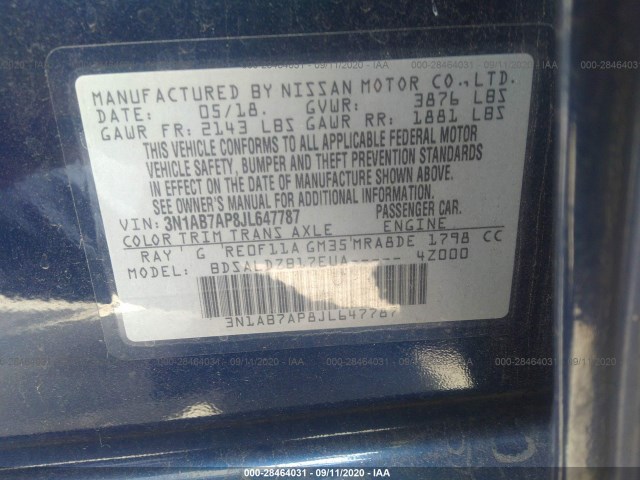 Photo 8 VIN: 3N1AB7AP8JL647787 - NISSAN SENTRA 