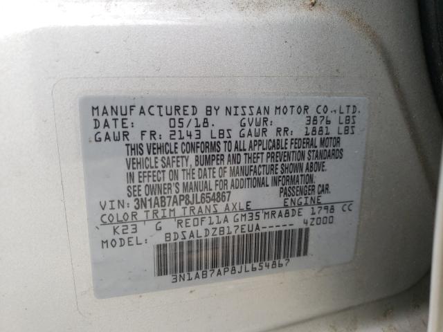 Photo 9 VIN: 3N1AB7AP8JL654867 - NISSAN SENTRA S 