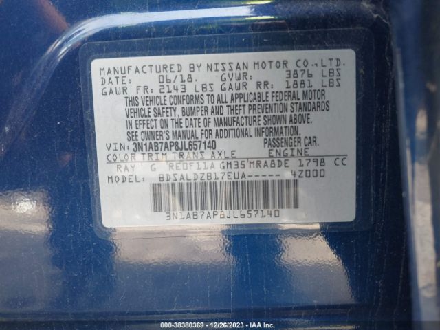 Photo 8 VIN: 3N1AB7AP8JL657140 - NISSAN SENTRA 