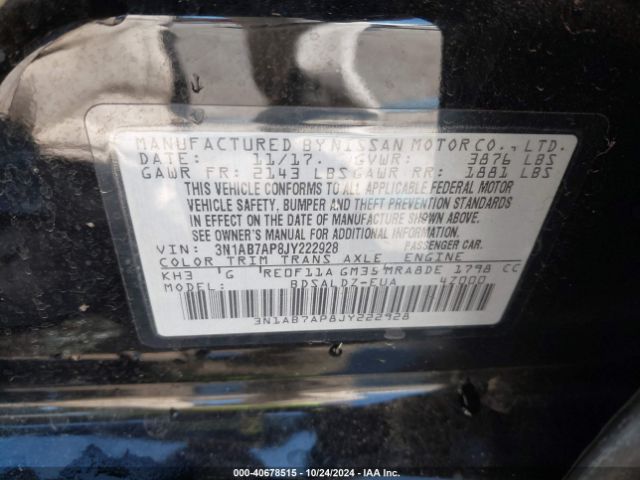 Photo 8 VIN: 3N1AB7AP8JY222928 - NISSAN SENTRA 