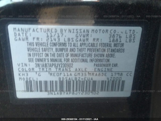 Photo 8 VIN: 3N1AB7AP8JY230902 - NISSAN SENTRA 