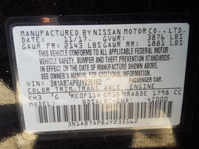 Photo 9 VIN: 3N1AB7AP8JY235162 - NISSAN SENTRA S 