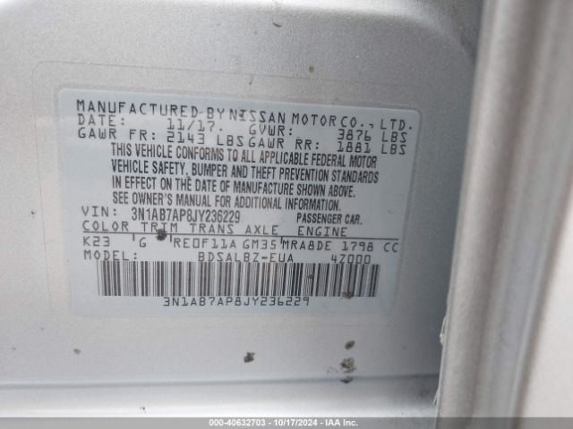 Photo 8 VIN: 3N1AB7AP8JY236229 - NISSAN SENTRA 