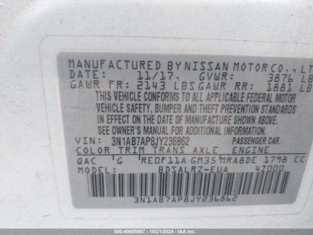 Photo 8 VIN: 3N1AB7AP8JY236862 - NISSAN SENTRA 