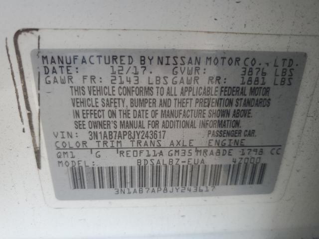 Photo 11 VIN: 3N1AB7AP8JY243617 - NISSAN SENTRA S 