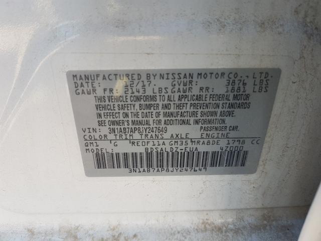 Photo 9 VIN: 3N1AB7AP8JY247649 - NISSAN SENTRA S 