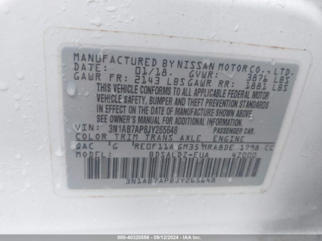 Photo 8 VIN: 3N1AB7AP8JY265648 - NISSAN SENTRA 