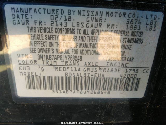 Photo 8 VIN: 3N1AB7AP8JY268548 - NISSAN SENTRA 