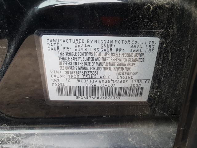 Photo 9 VIN: 3N1AB7AP8JY275354 - NISSAN SENTRA S 