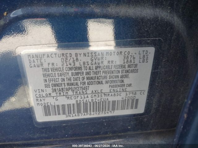 Photo 8 VIN: 3N1AB7AP8JY275497 - NISSAN SENTRA 