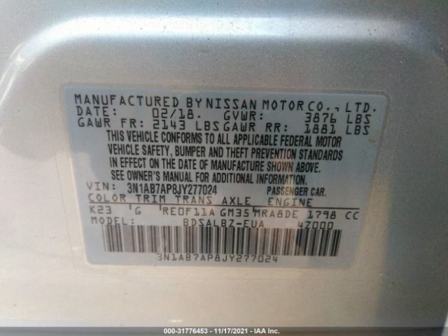 Photo 8 VIN: 3N1AB7AP8JY277024 - NISSAN SENTRA 