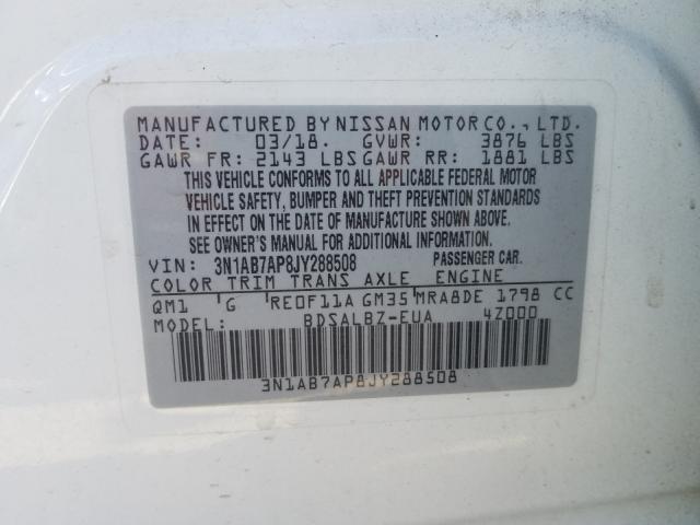 Photo 9 VIN: 3N1AB7AP8JY288508 - NISSAN SENTRA S 