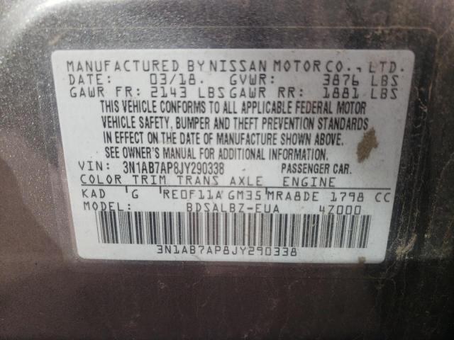 Photo 11 VIN: 3N1AB7AP8JY290338 - NISSAN SENTRA S 