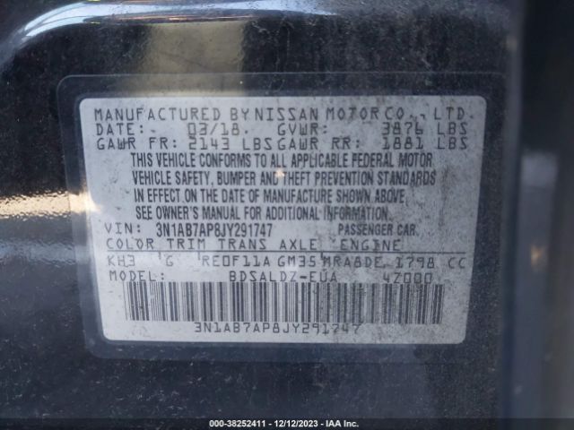 Photo 8 VIN: 3N1AB7AP8JY291747 - NISSAN SENTRA 