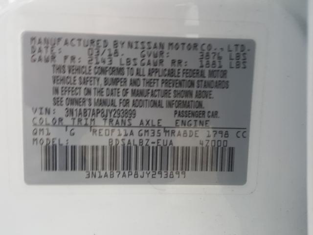 Photo 9 VIN: 3N1AB7AP8JY293899 - NISSAN SENTRA S 