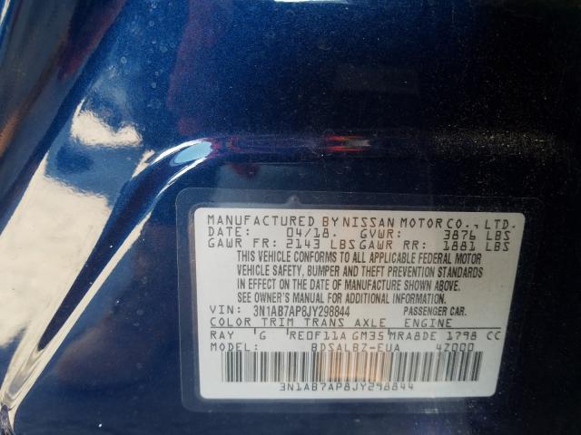 Photo 9 VIN: 3N1AB7AP8JY298844 - NISSAN SENTRA S 