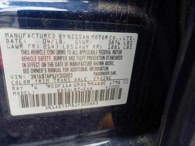 Photo 9 VIN: 3N1AB7AP8JY300883 - NISSAN SENTRA S 