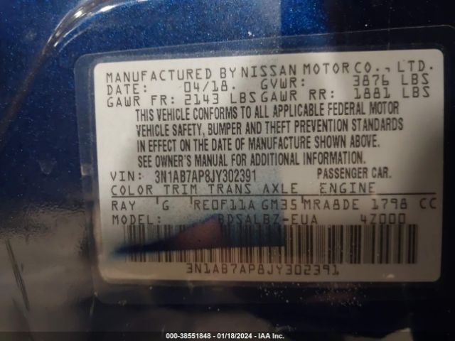 Photo 8 VIN: 3N1AB7AP8JY302391 - NISSAN SENTRA 