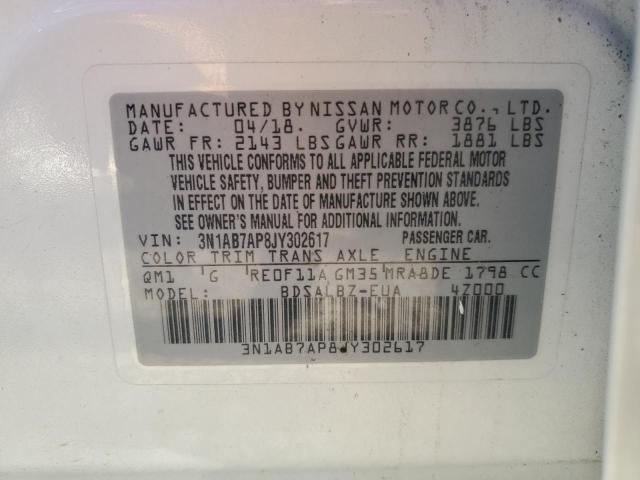 Photo 11 VIN: 3N1AB7AP8JY302617 - NISSAN SENTRA S 