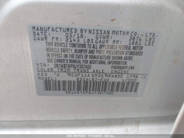 Photo 8 VIN: 3N1AB7AP8JY307400 - NISSAN SENTRA 