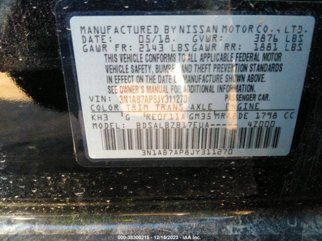 Photo 8 VIN: 3N1AB7AP8JY311270 - NISSAN SENTRA 