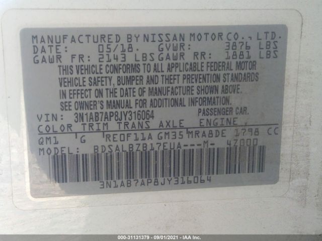 Photo 8 VIN: 3N1AB7AP8JY316064 - NISSAN SENTRA 