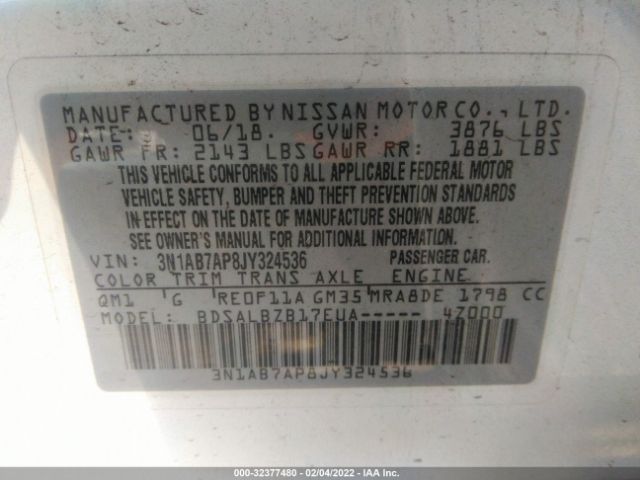 Photo 8 VIN: 3N1AB7AP8JY324536 - NISSAN SENTRA 