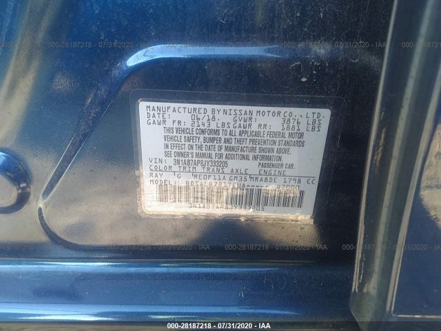 Photo 8 VIN: 3N1AB7AP8JY333205 - NISSAN SENTRA S 