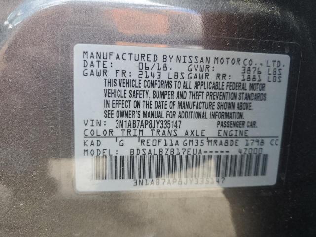 Photo 11 VIN: 3N1AB7AP8JY335147 - NISSAN SENTRA S 