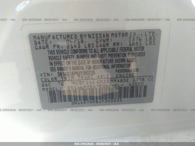 Photo 8 VIN: 3N1AB7AP8JY340235 - NISSAN SENTRA 