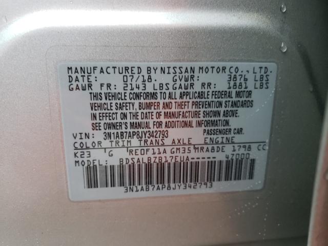 Photo 9 VIN: 3N1AB7AP8JY342793 - NISSAN SENTRA S 