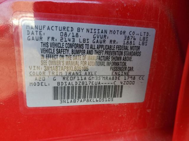 Photo 9 VIN: 3N1AB7AP8KL605105 - NISSAN SENTRA S 