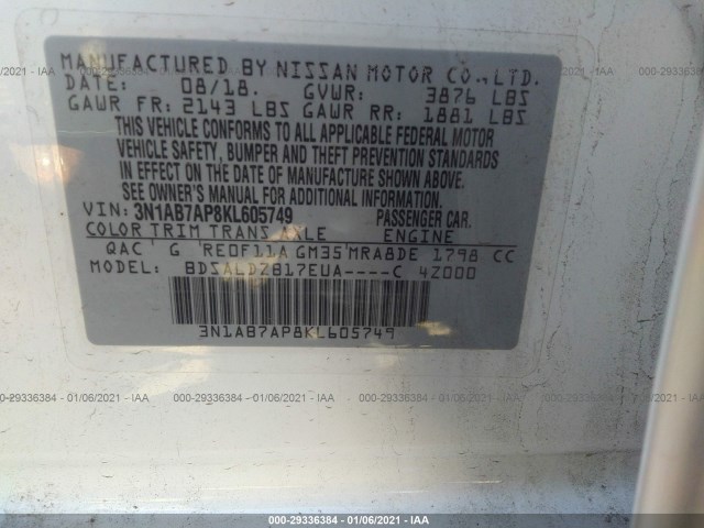 Photo 8 VIN: 3N1AB7AP8KL605749 - NISSAN SENTRA 